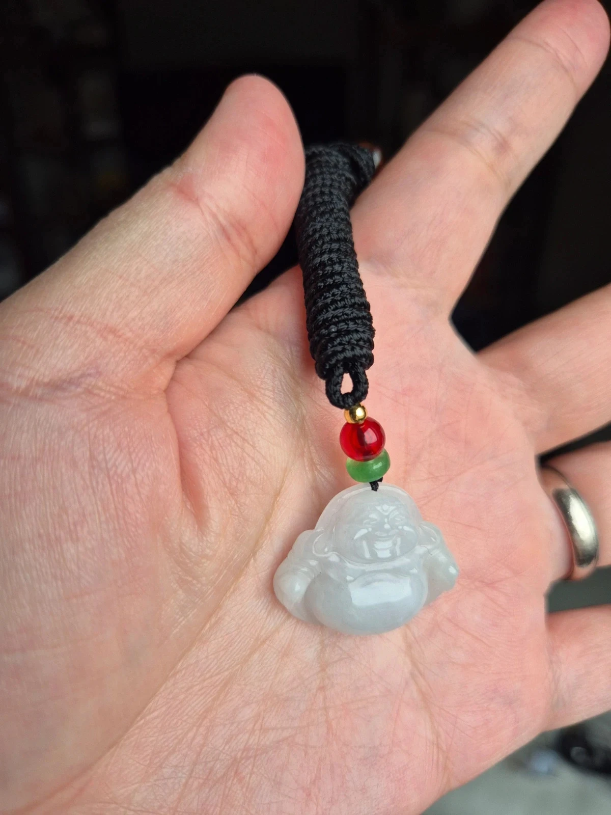 #Natural untreated jadeite jade Buddha pendant with necklace